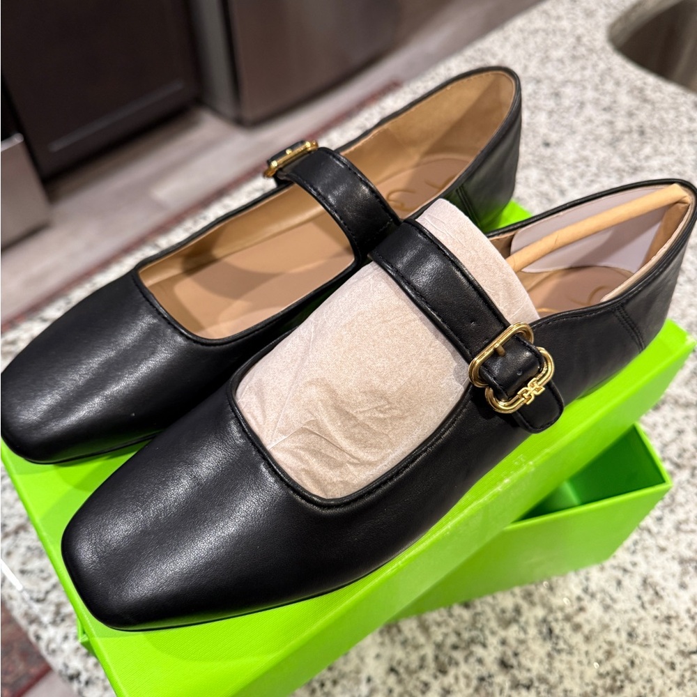 Sam Edelman Black Leather Michaela Mary Jane Flats Size 9